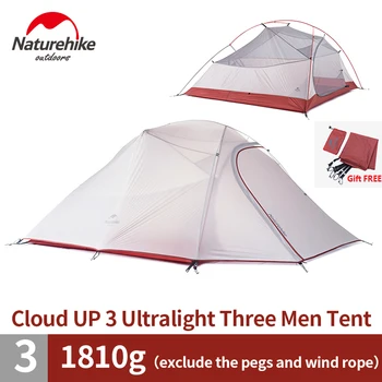 Naturehike tenda de 1,8 kg 3 Pessoa 20D Silicone, Tecido de Dupla camada Barracas para Acampar ao ar livre Tenda
