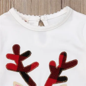 Emmababy Natal das Crianças Roupas de Bebê Meninas Veado Vestido, Tops, T-shirt+Calça 2pcs Conjunto de Roupas de Algodão Roupas de Natal