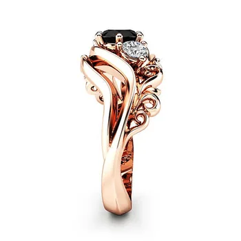14k Ouro de Rosa, Natural de Obsidiana Anel de pedra preciosa Para as Mulheres AAA Zircão Diamante S925 jóias alianças de Casamento Jóias Finas Festa de Presentes