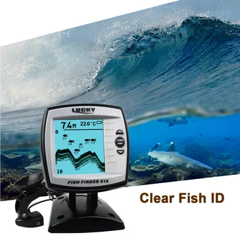 Sorte do inventor dos peixes FF918-180S a pesca de peixes em inglês com Fio sensor de localizador de 45 graus sonar fish atrair echo lcd